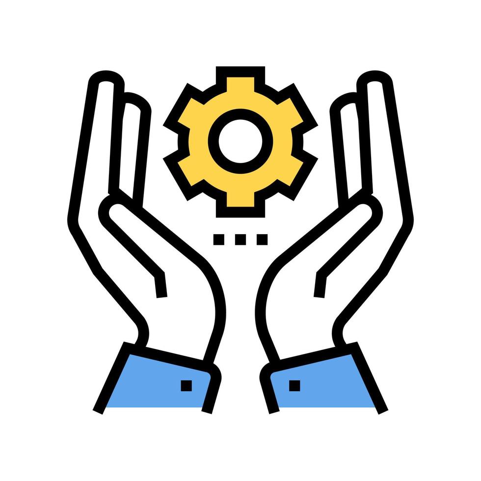 hand hold gear color icon vector illustration