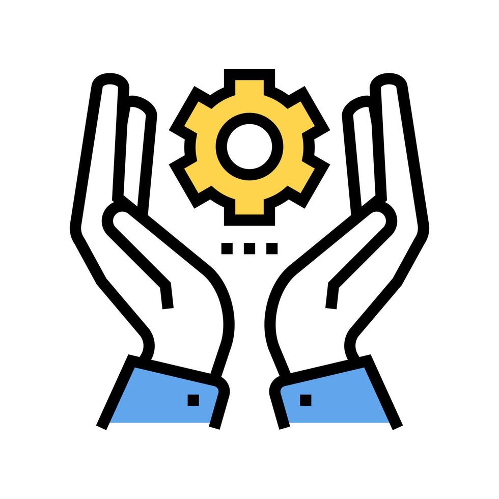 hand hold gear color icon vector illustration