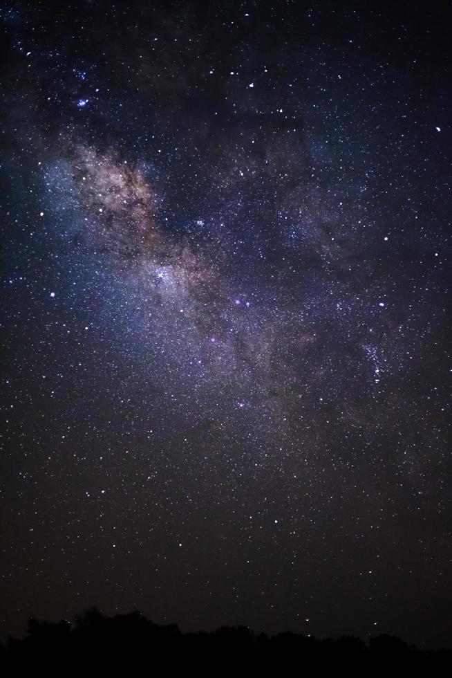 Close-up of Milky way galaxy with stars and space dust in the universe, Long exposure photograph, with grain. photo