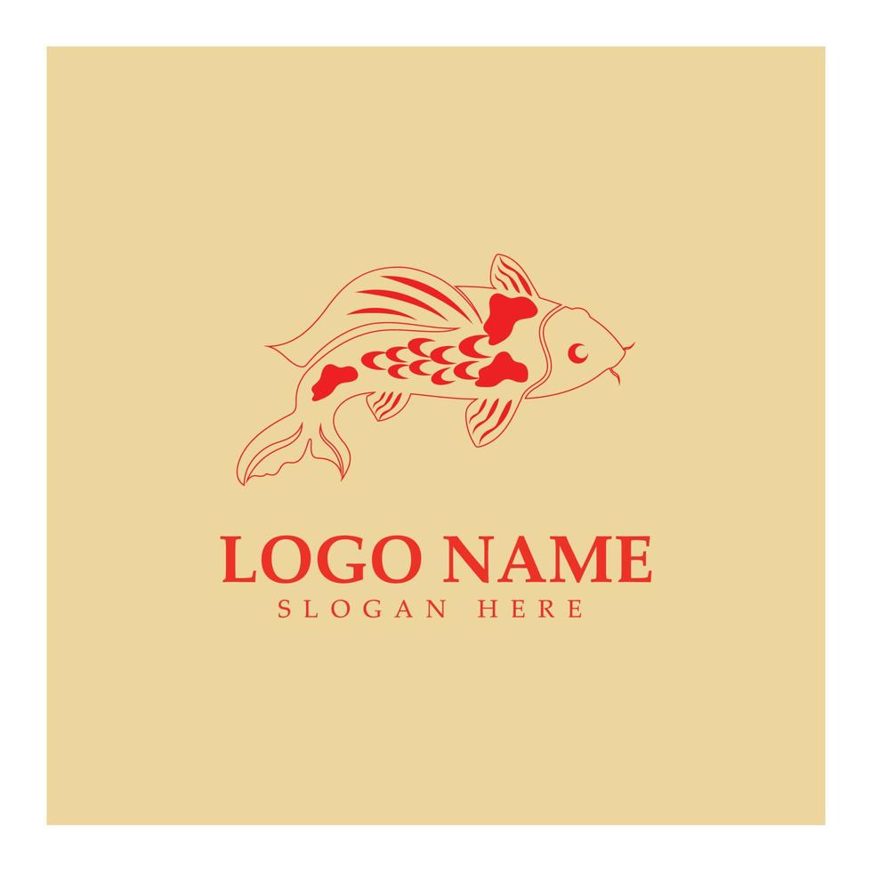 Koi Fish Logo icon illustration  Design Vector Template