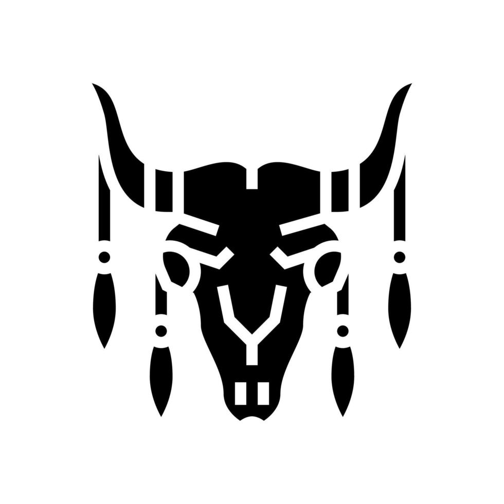 cráneo animal con decoración boho glifo icono vector ilustración