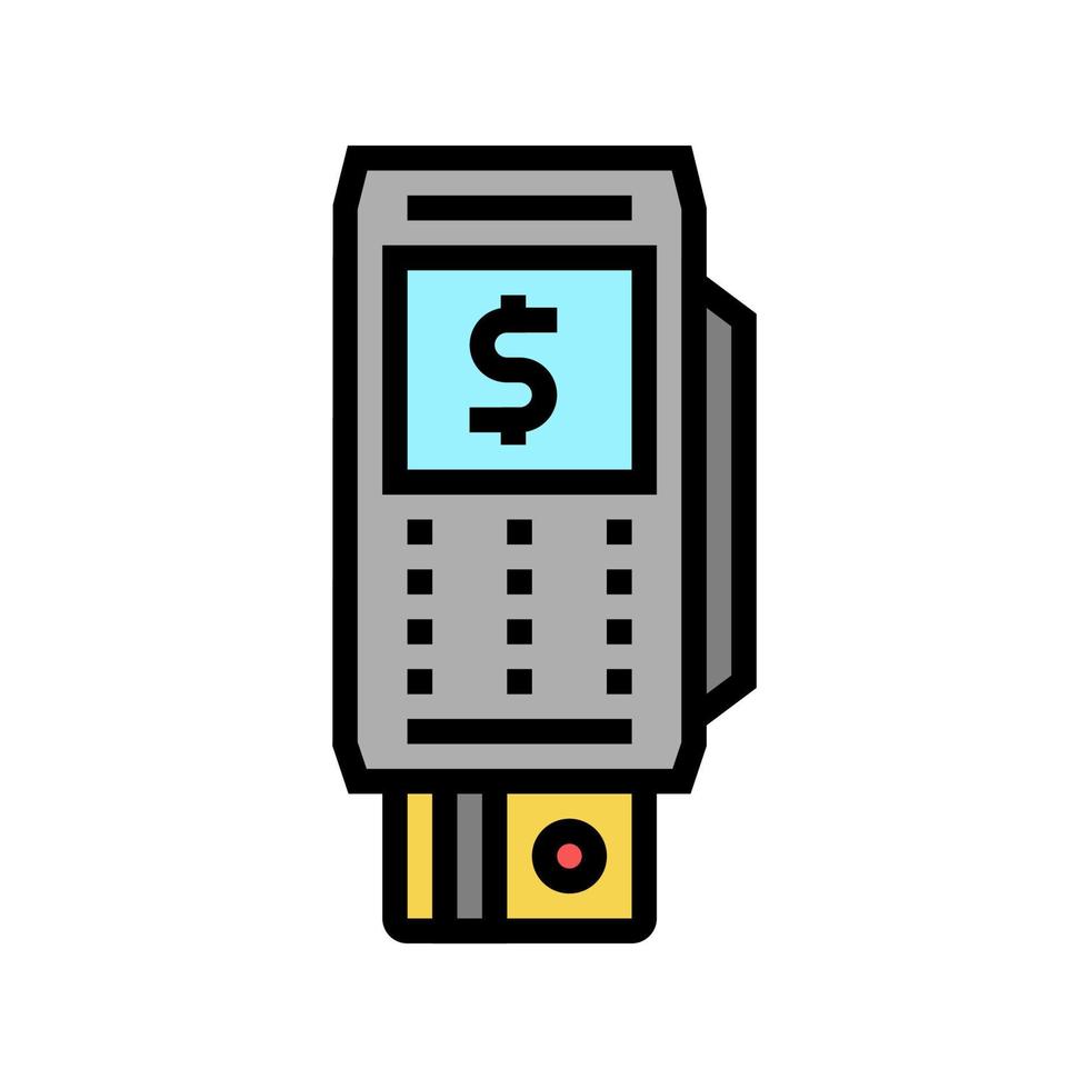 bank card contact pay pos terminal color icon vector illustration