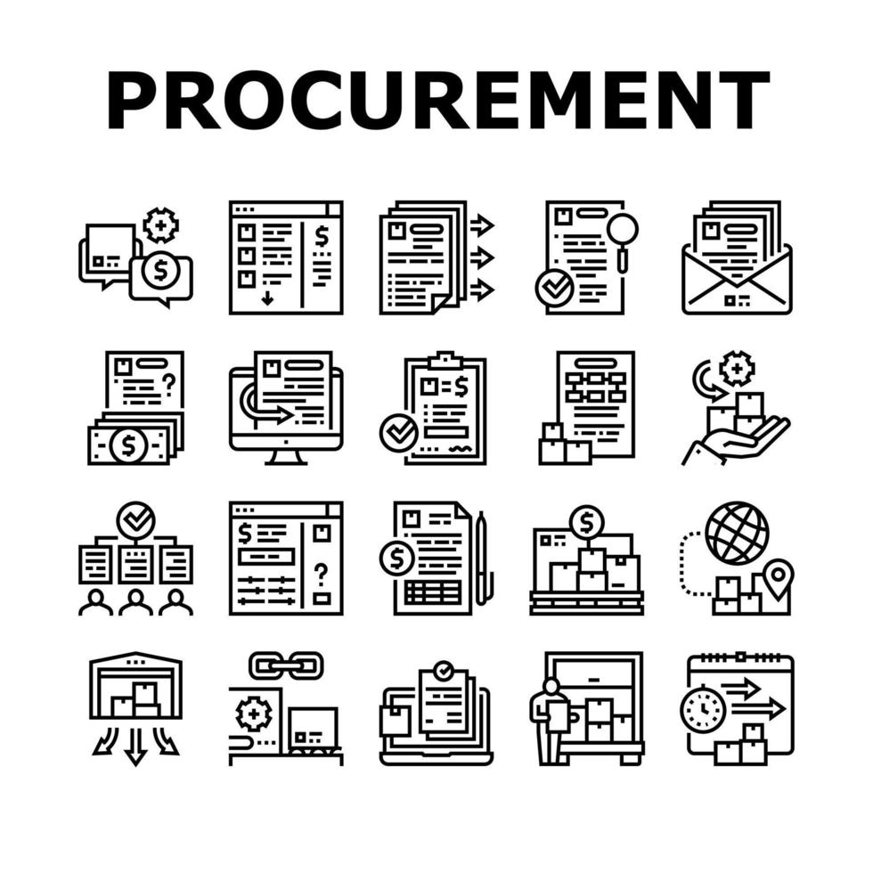 Procurement Process Collection Icons Set Vector