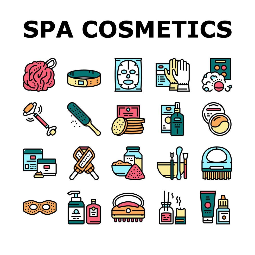 Spa Cosmetics Beauty Collection Icons Set Vector