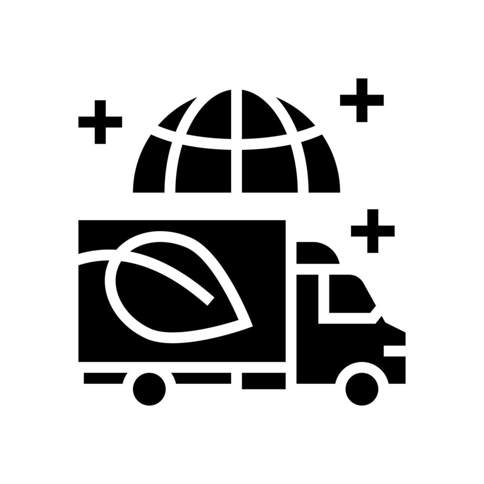 eco delivery truck glyph icon vector illustration