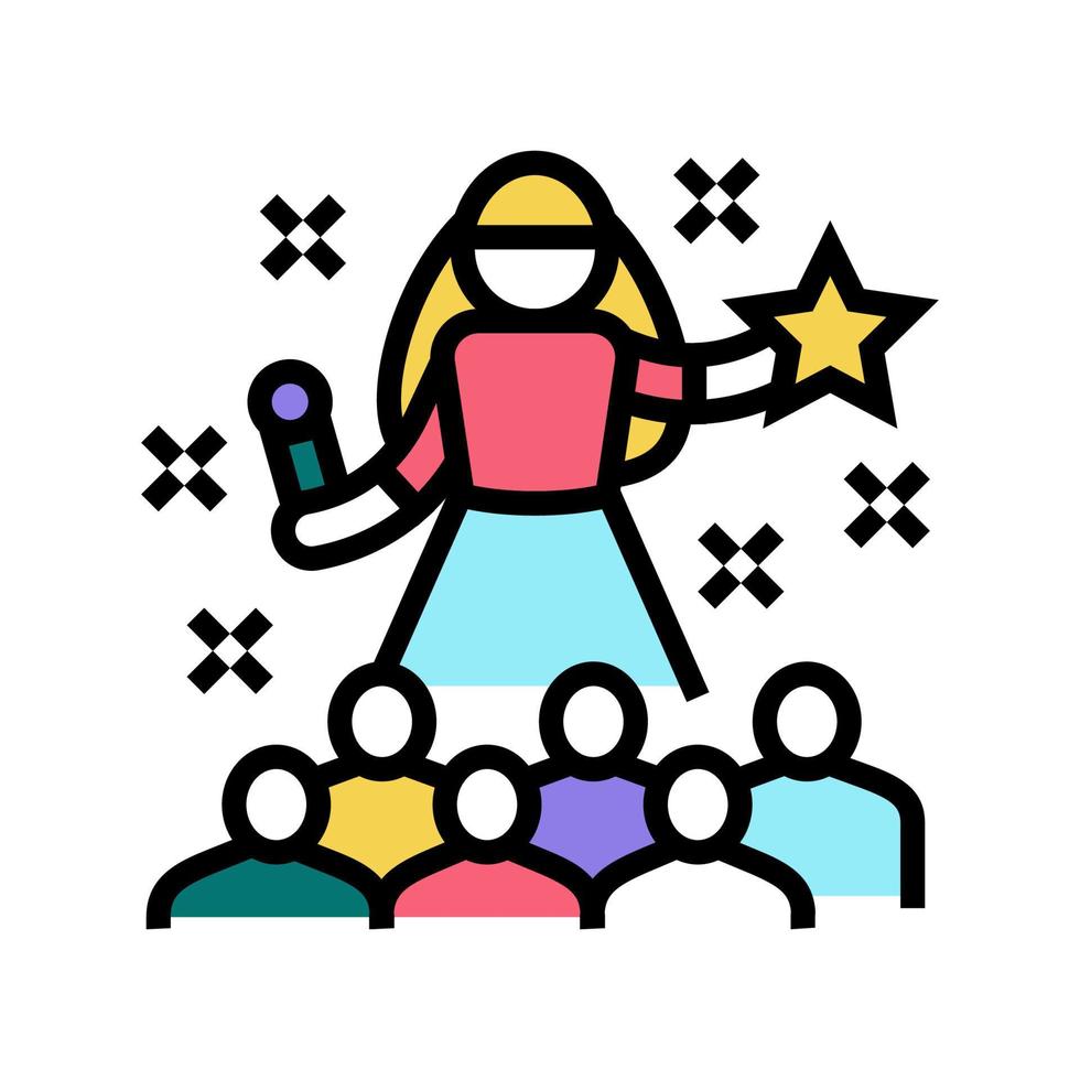 popstar kids party color icon vector illustration