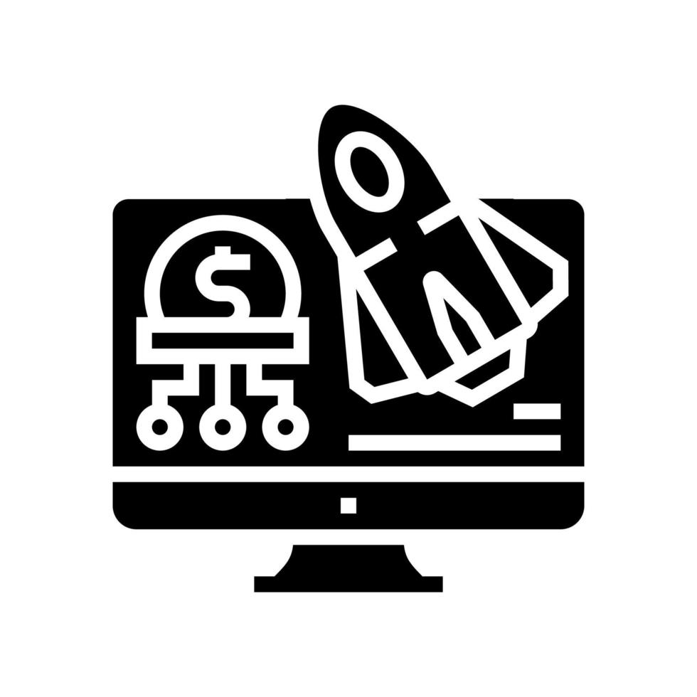 startup for earning money in internet glyph icon vector illustration