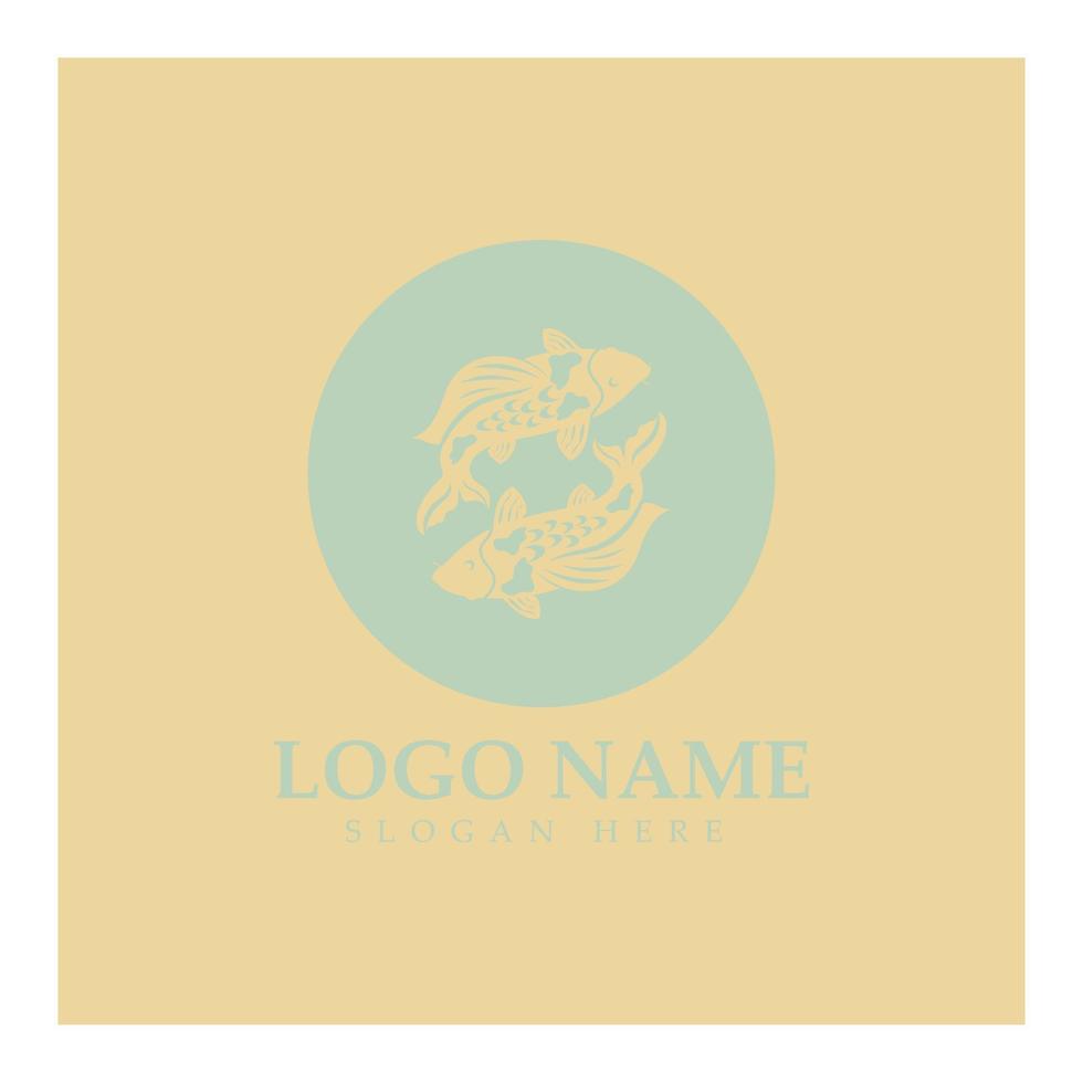plantilla de vector de diseño de ilustración de icono de logotipo de pez koi