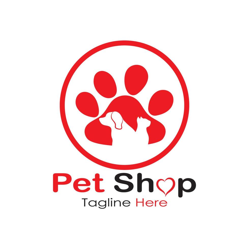 vector de plantilla de ilustración de icono de diseño de logotipo de tienda de mascotas con concepto moderno