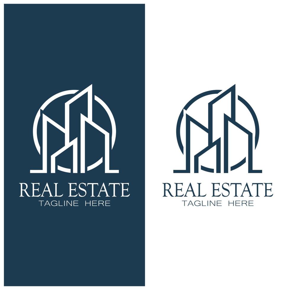 plantilla de ilustración de icono de logotipo de empresa inmobiliaria, construcción, desarrollo inmobiliario y vector de logotipo de construcción