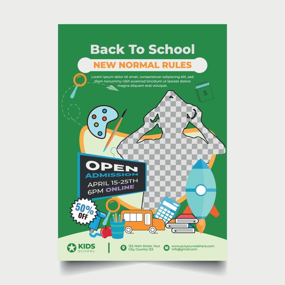 Education Flyer Design Template, School Education Admission, Corporate Banner, Kids Back To School Business Poster Layout Premium Vector Ads.