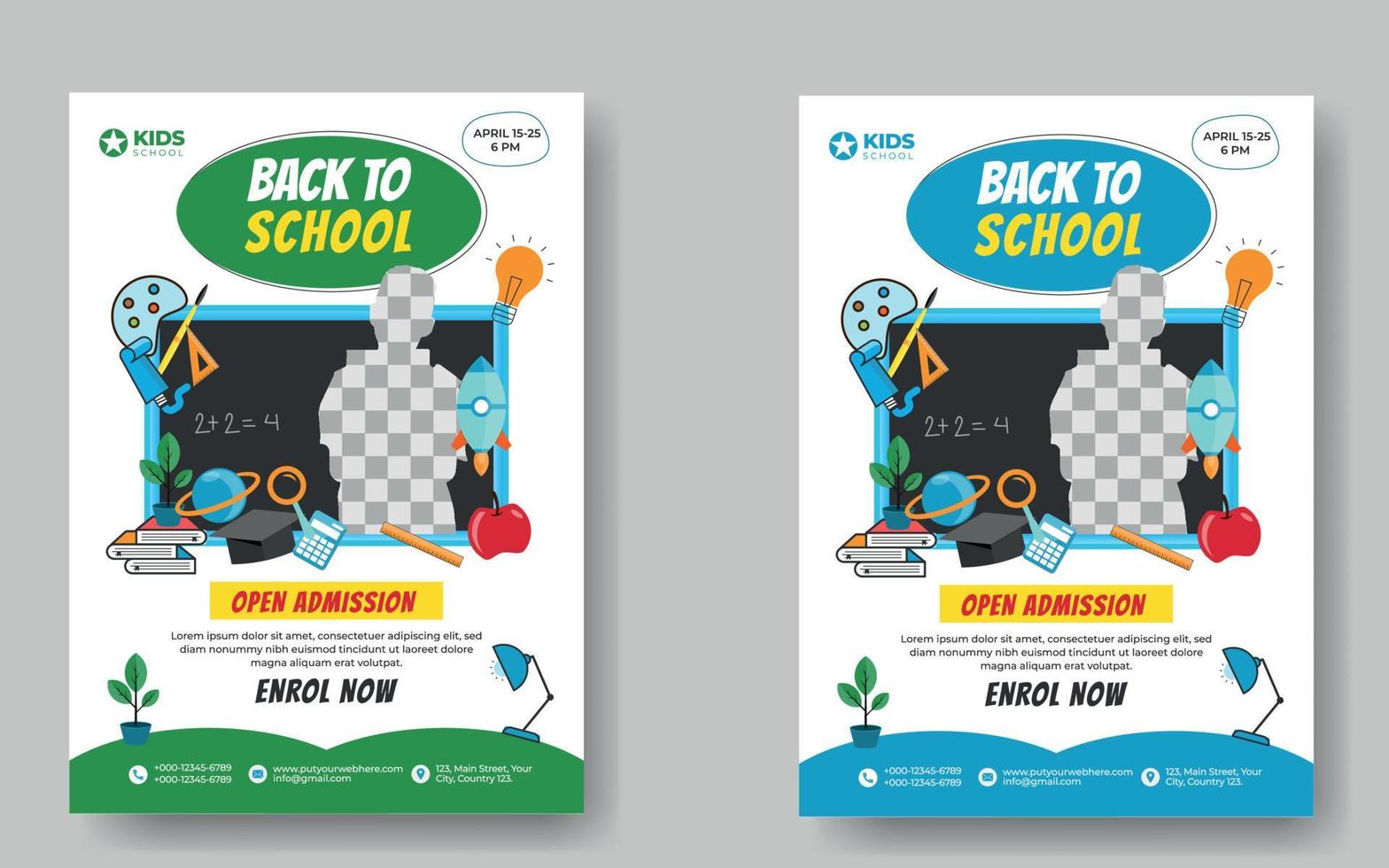 Education Flyer Design Template, School Education Admission, Corporate Banner, Kids Back To School Business Poster Layout Premium Vector Ads.