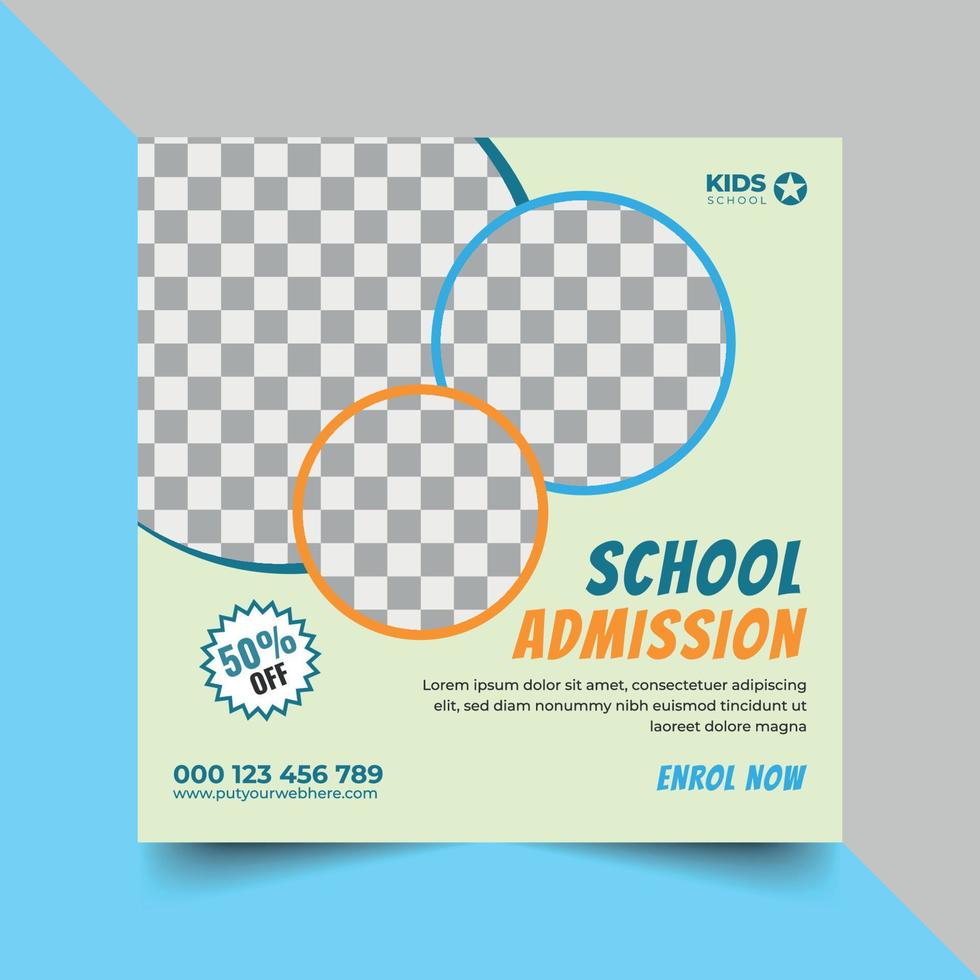 Back To School Social Media Post Design Template, Promotion, Education Advertisement. Education Social Media Post And Flyer. School Admission Web Banner Template Or Square Flyer. vector