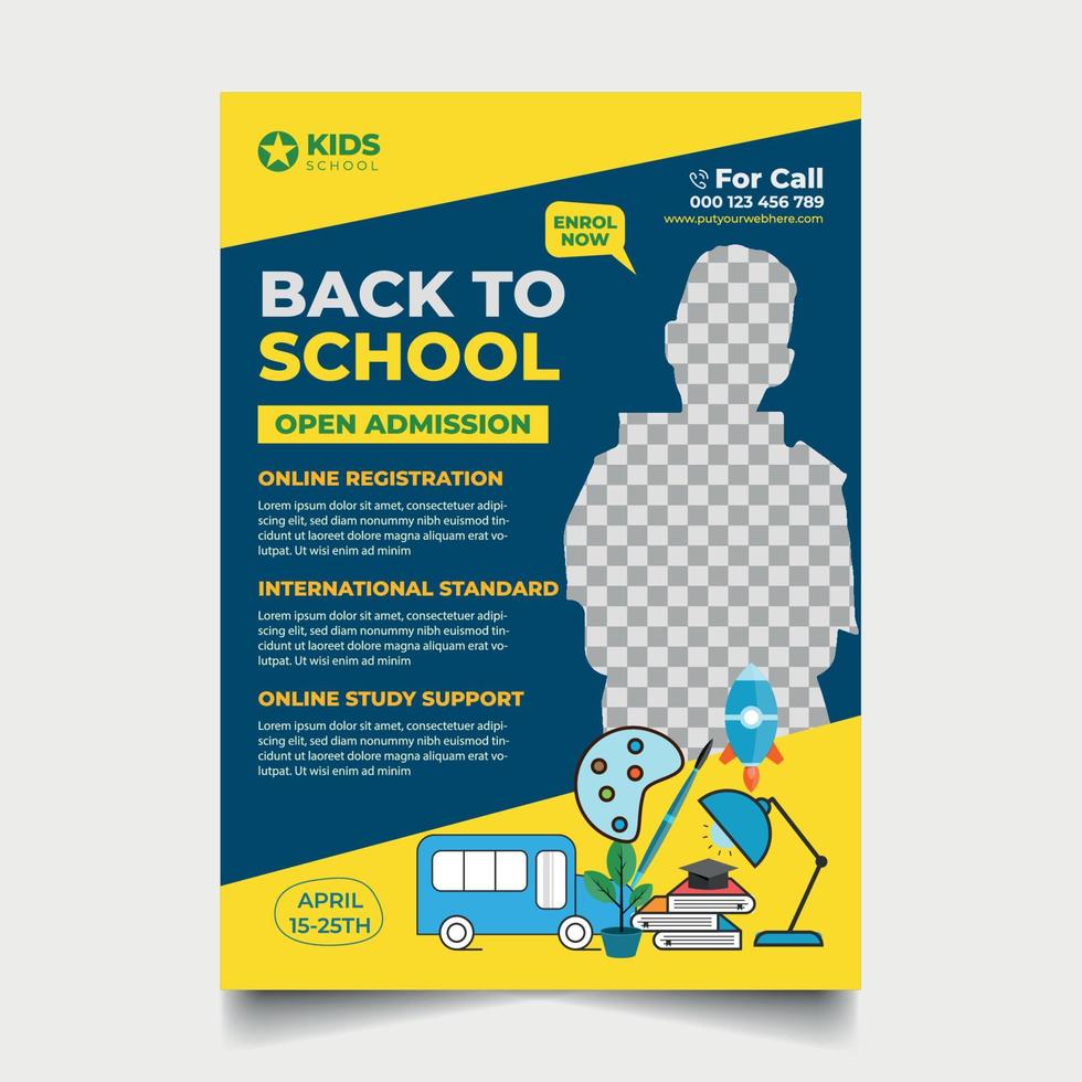 Education Flyer Design Template, School Education Admission, Corporate Banner, Kids Back To School Business Poster Layout Premium Vector Ads.