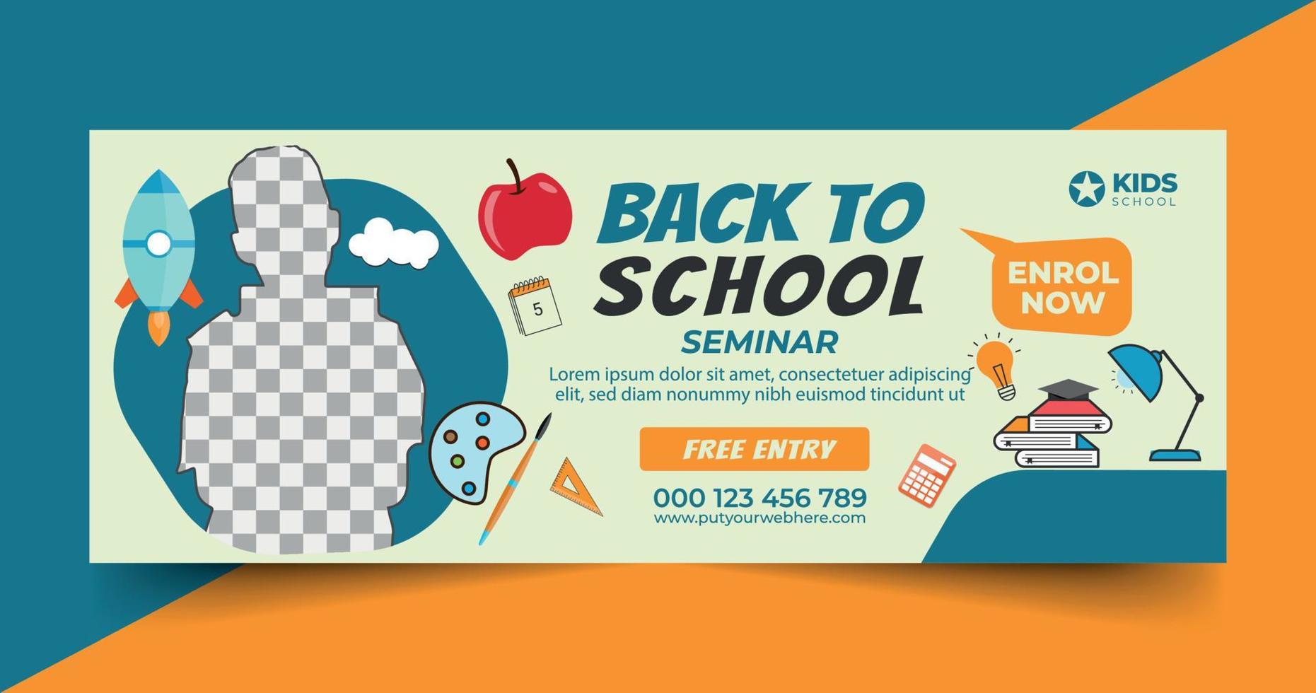 Back To School Social Media Post Design Template, Promotion, Education Advertisement. Education Social Media Post And Flyer. School Admission Web Banner Template Or Square Flyer. vector