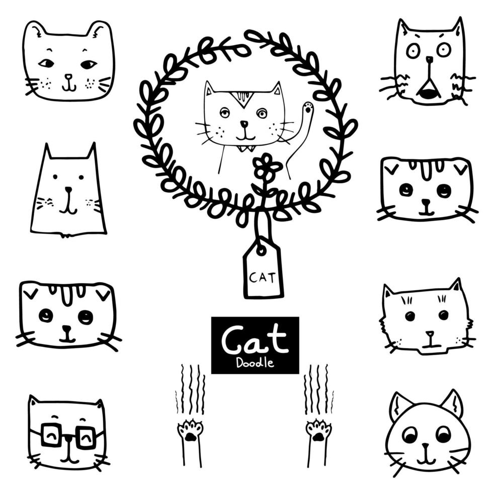 Cat doodle hand drawn vector