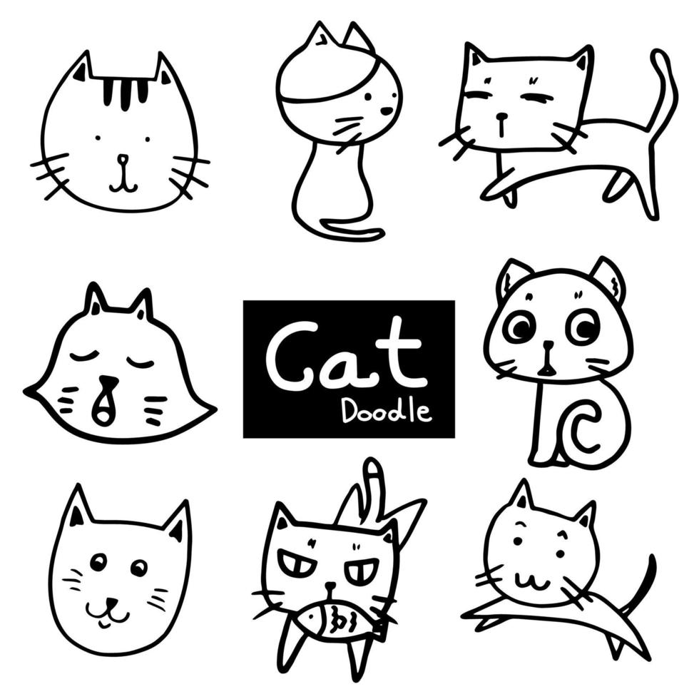 conjunto de garabatos de gato vector