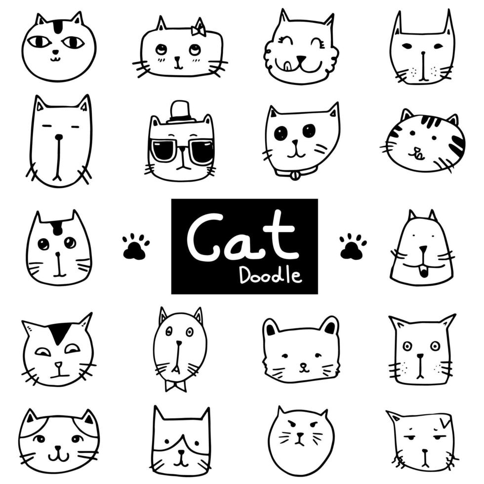 Face of doodle cat vector