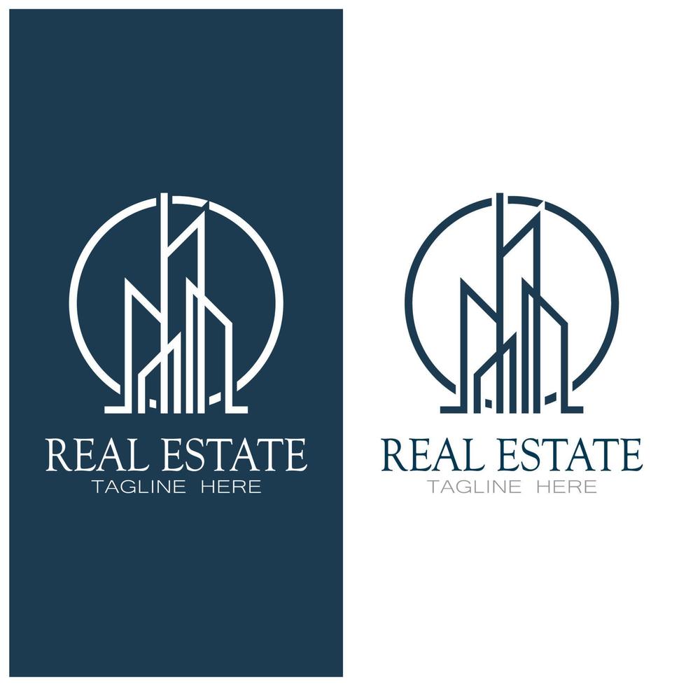 plantilla de ilustración de icono de logotipo de empresa inmobiliaria, construcción, desarrollo inmobiliario y vector de logotipo de construcción