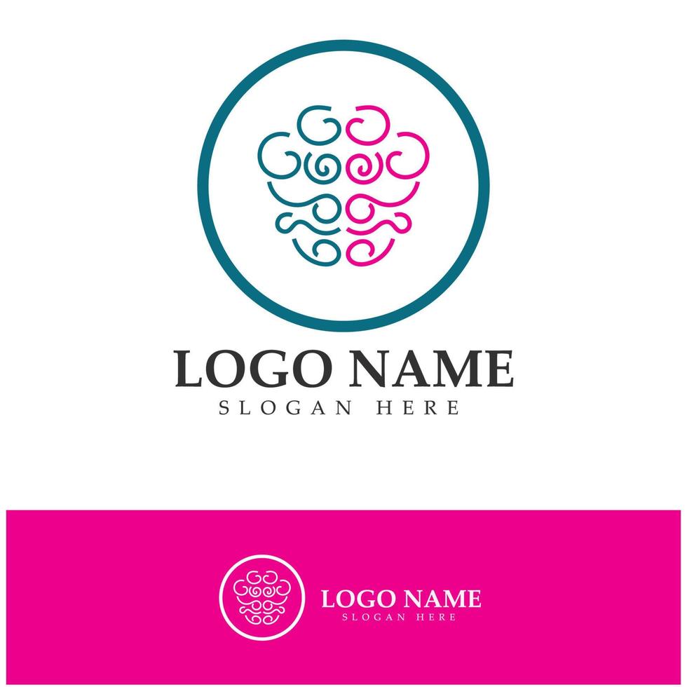 Brain logo designs concept vector, Health Brain Pulse logo, Brain care  logo template vector