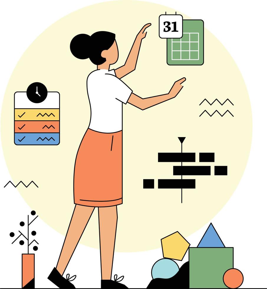 Woman managing tasks vector