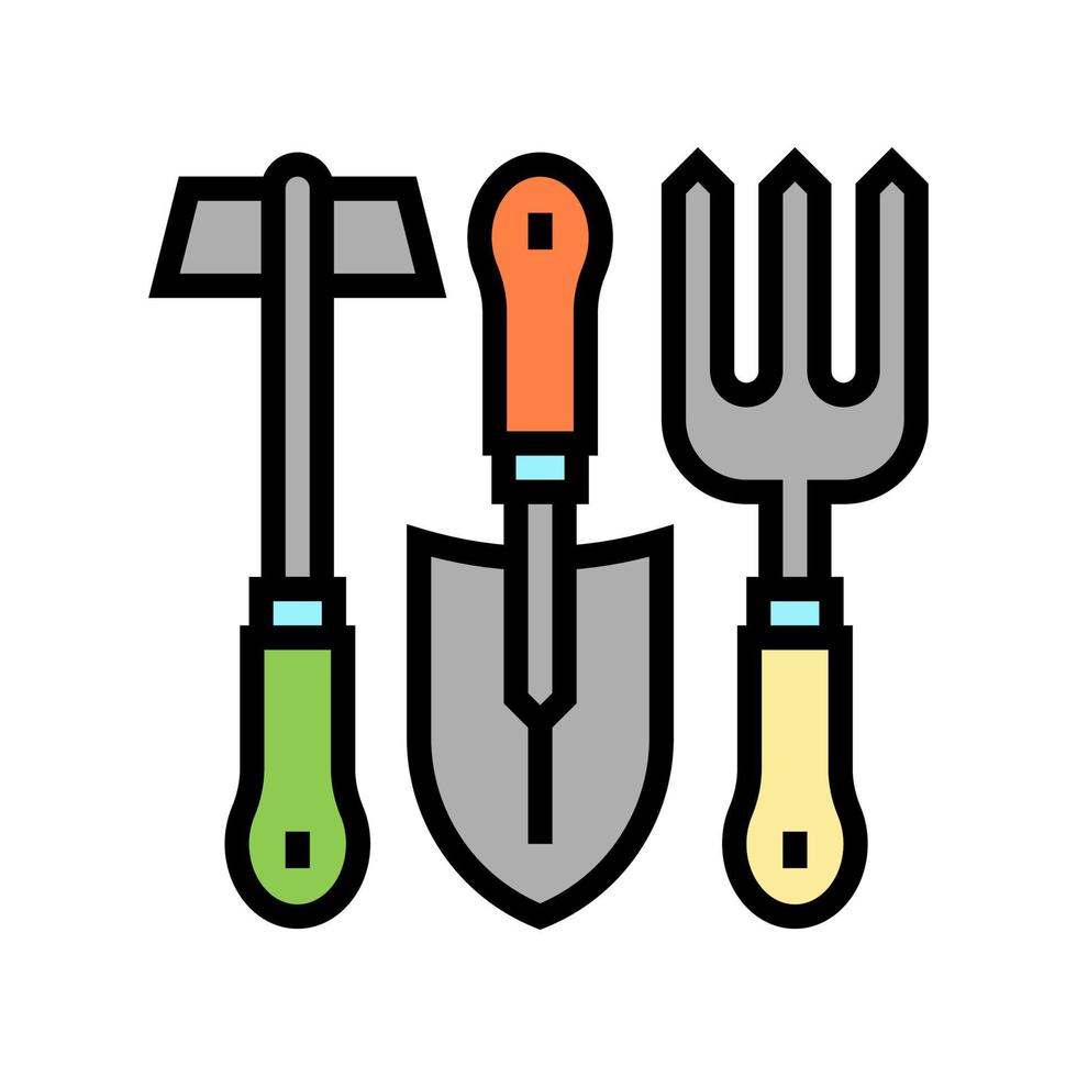 conjunto de instrumentos para la ilustración de vector de icono de color de jardinería