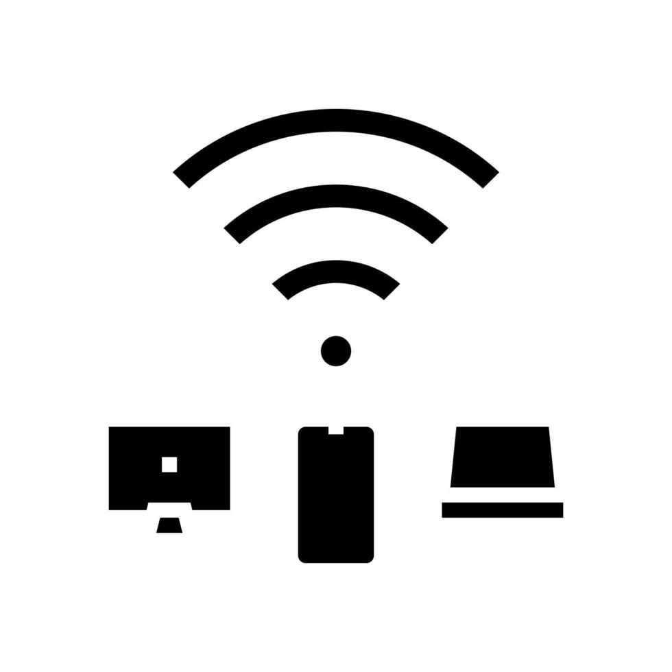 internet connection devices glyph icon vector illustration