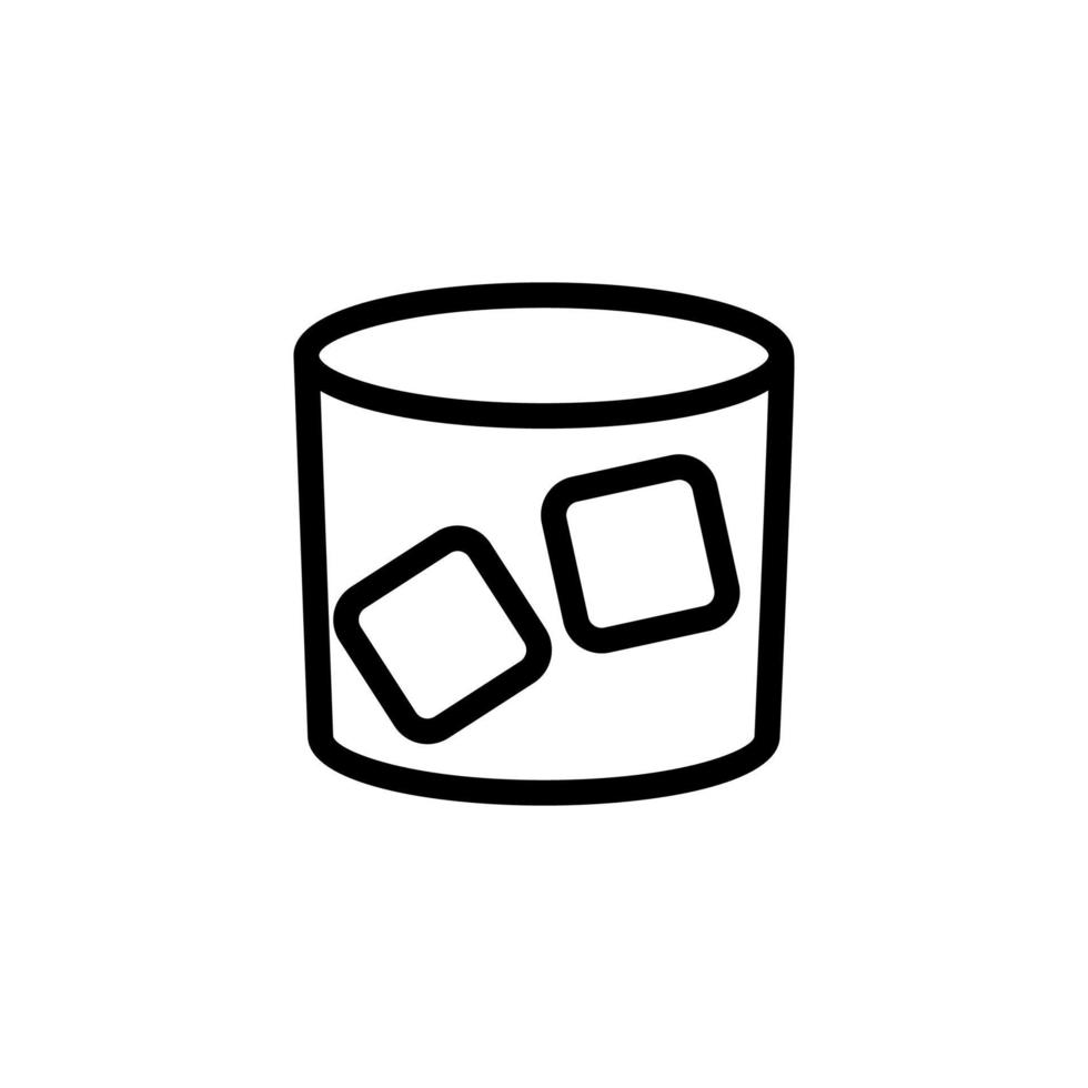 Whiskey with ice icon vector. Isolated contour symbol illustration vector