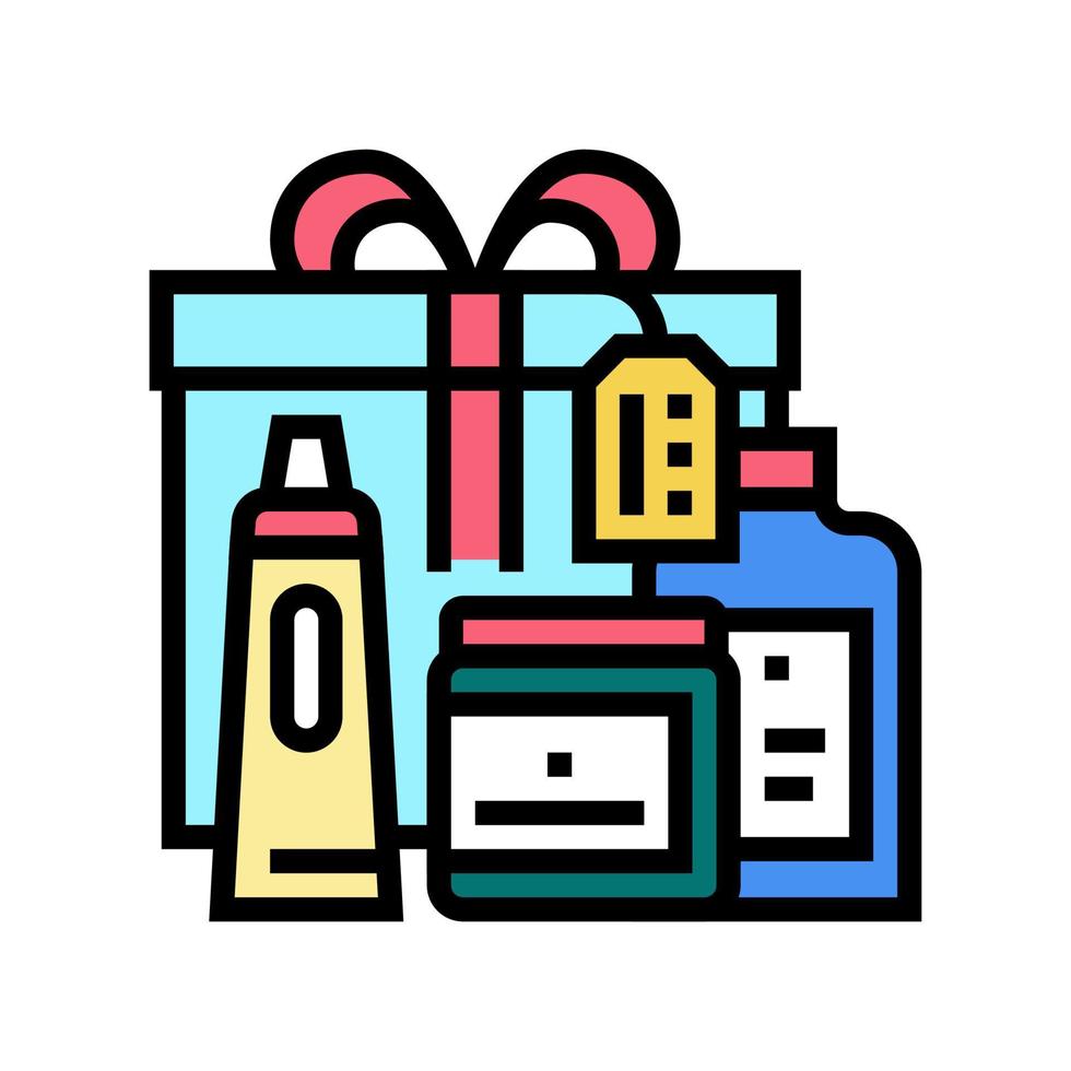 regalo y kit de cuidado facial paquetes color icono vector ilustración