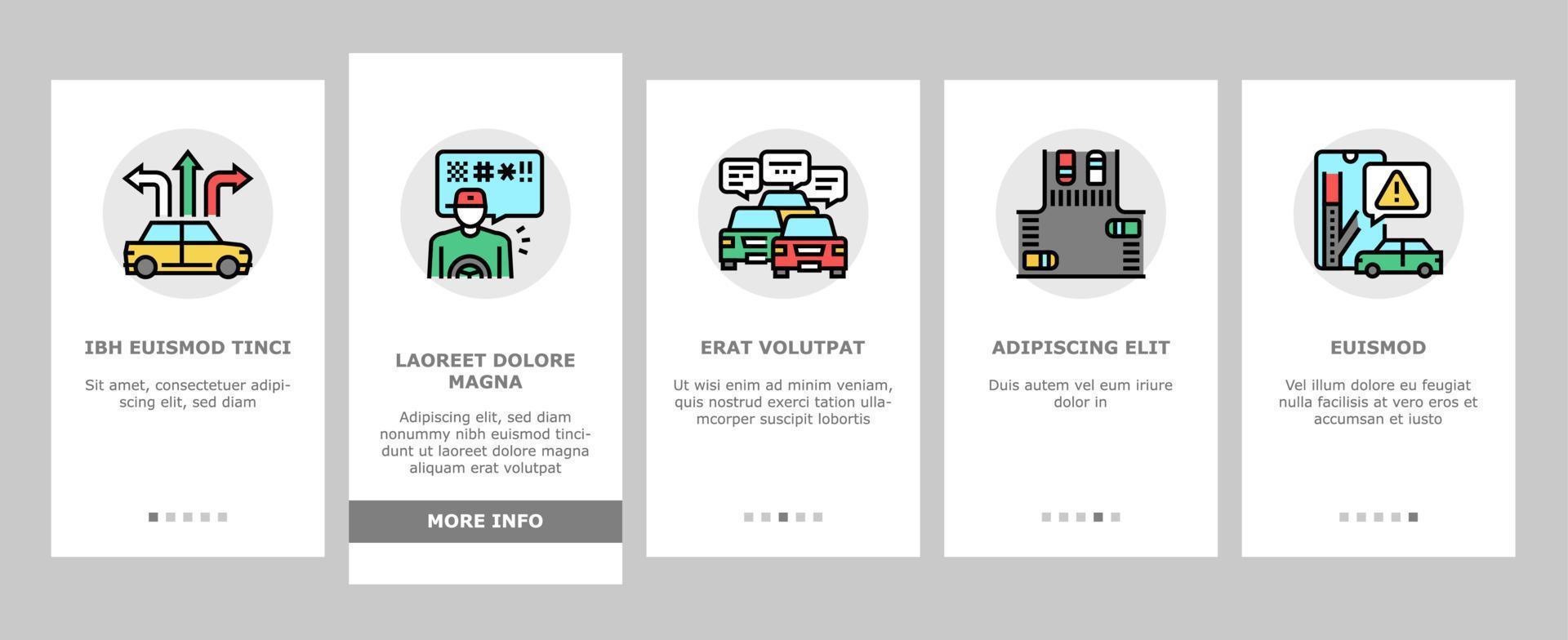 Traffic Jam Transport Onboarding Icons Set Vector