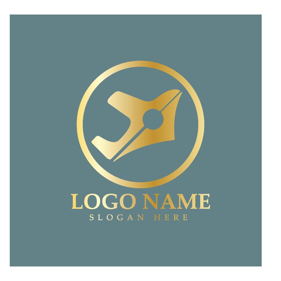 travel blog logo of airplane pen and book illustration design vector icon template