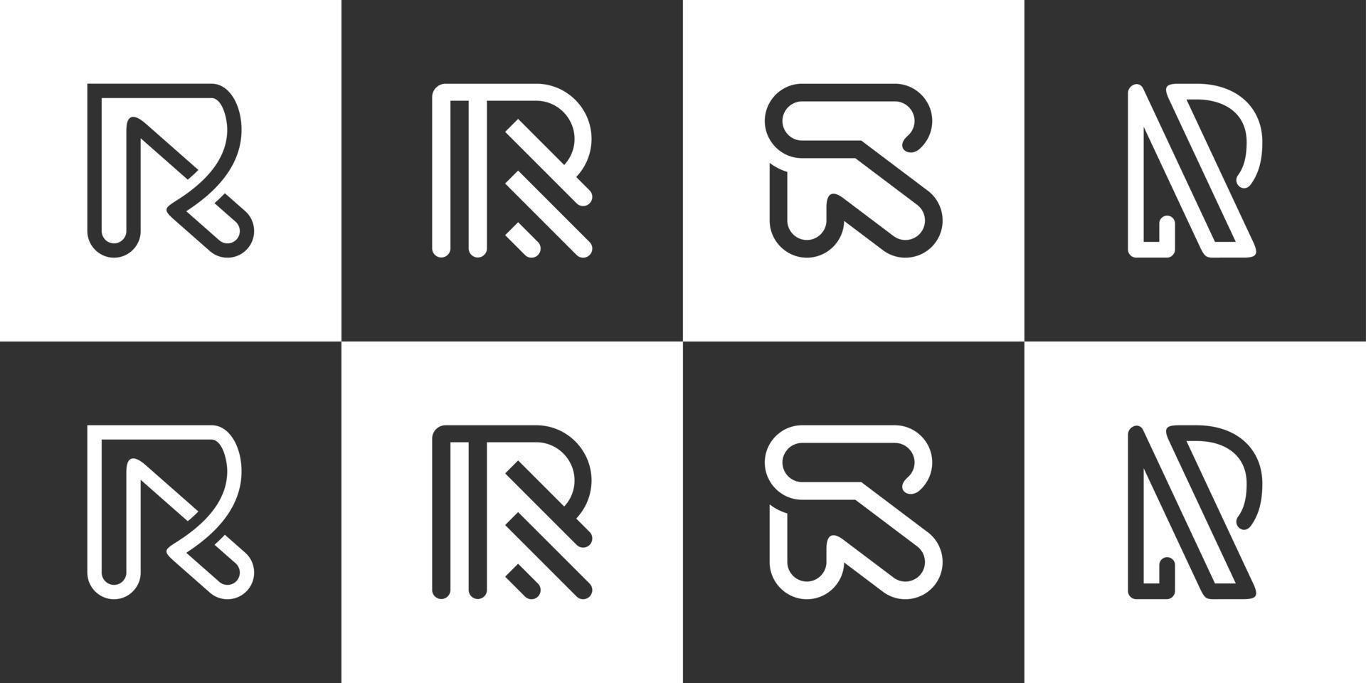 conjunto de concepto de diseño de logotipo vectorial r. vector