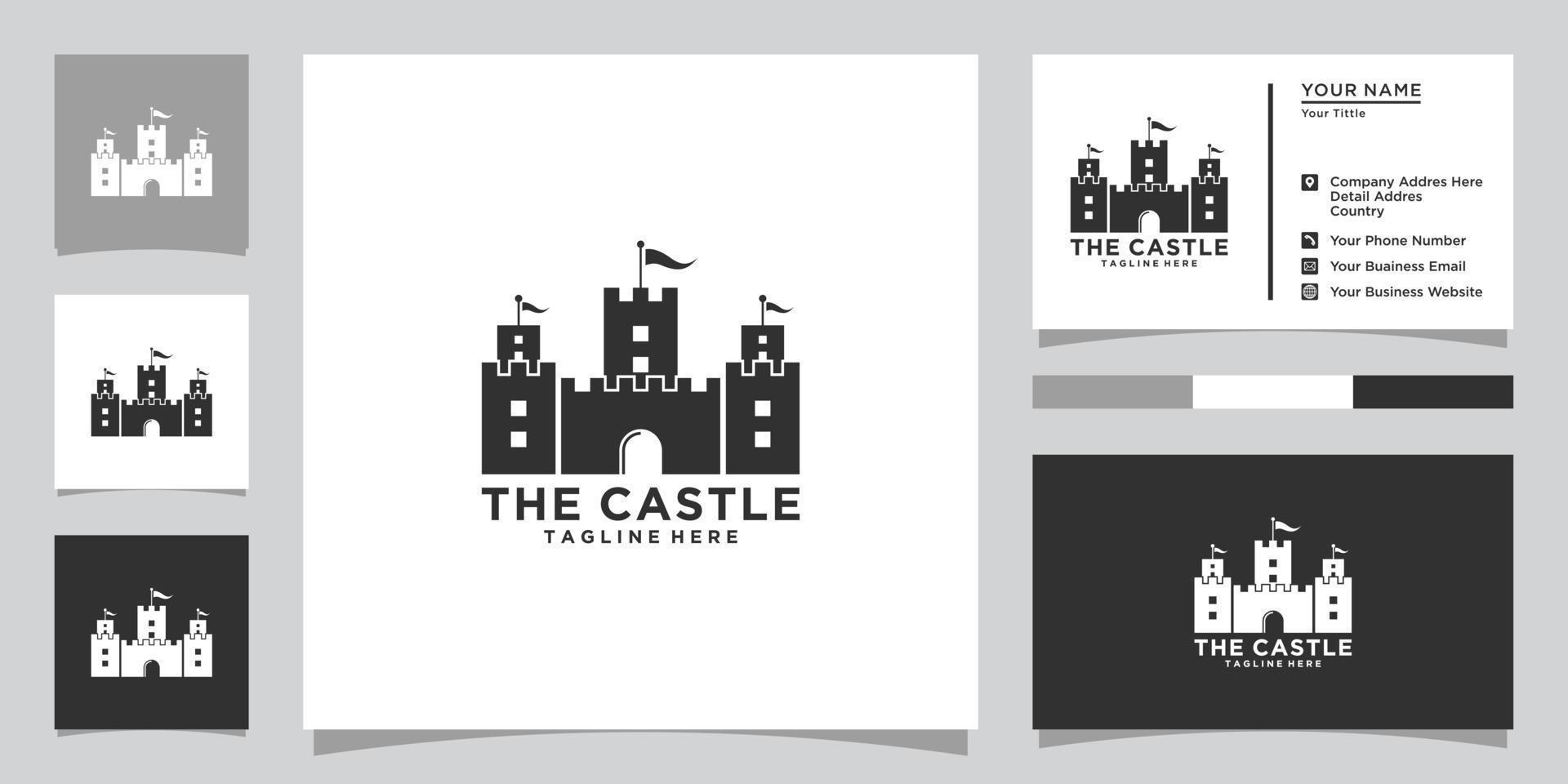 Vector illustration of castle logo design emblem, palace, fortress