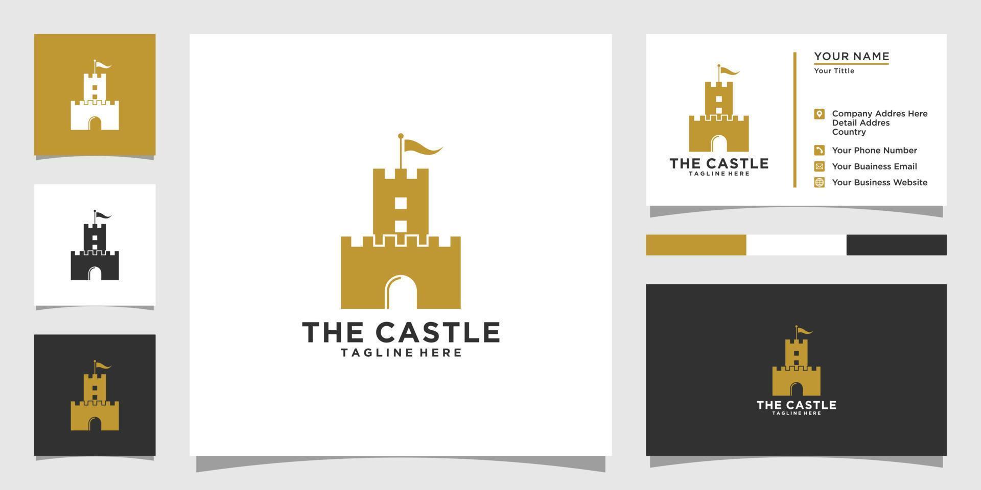 Vector illustration of castle logo design emblem, palace, fortress