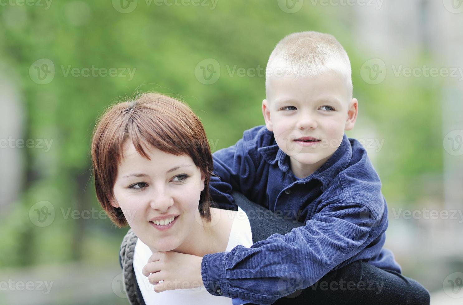 happy boy and mom outdoor photo