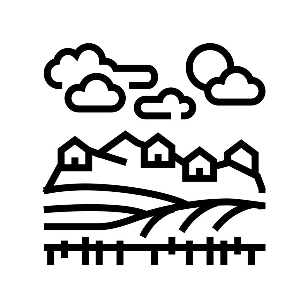 agro paisaje línea icono vector ilustración