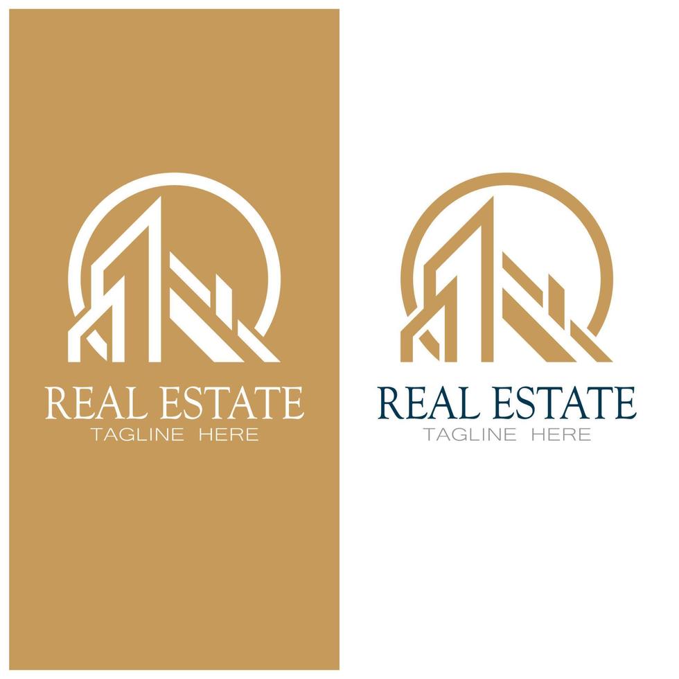 plantilla de ilustración de icono de logotipo de empresa inmobiliaria, construcción, desarrollo inmobiliario y vector de logotipo de construcción