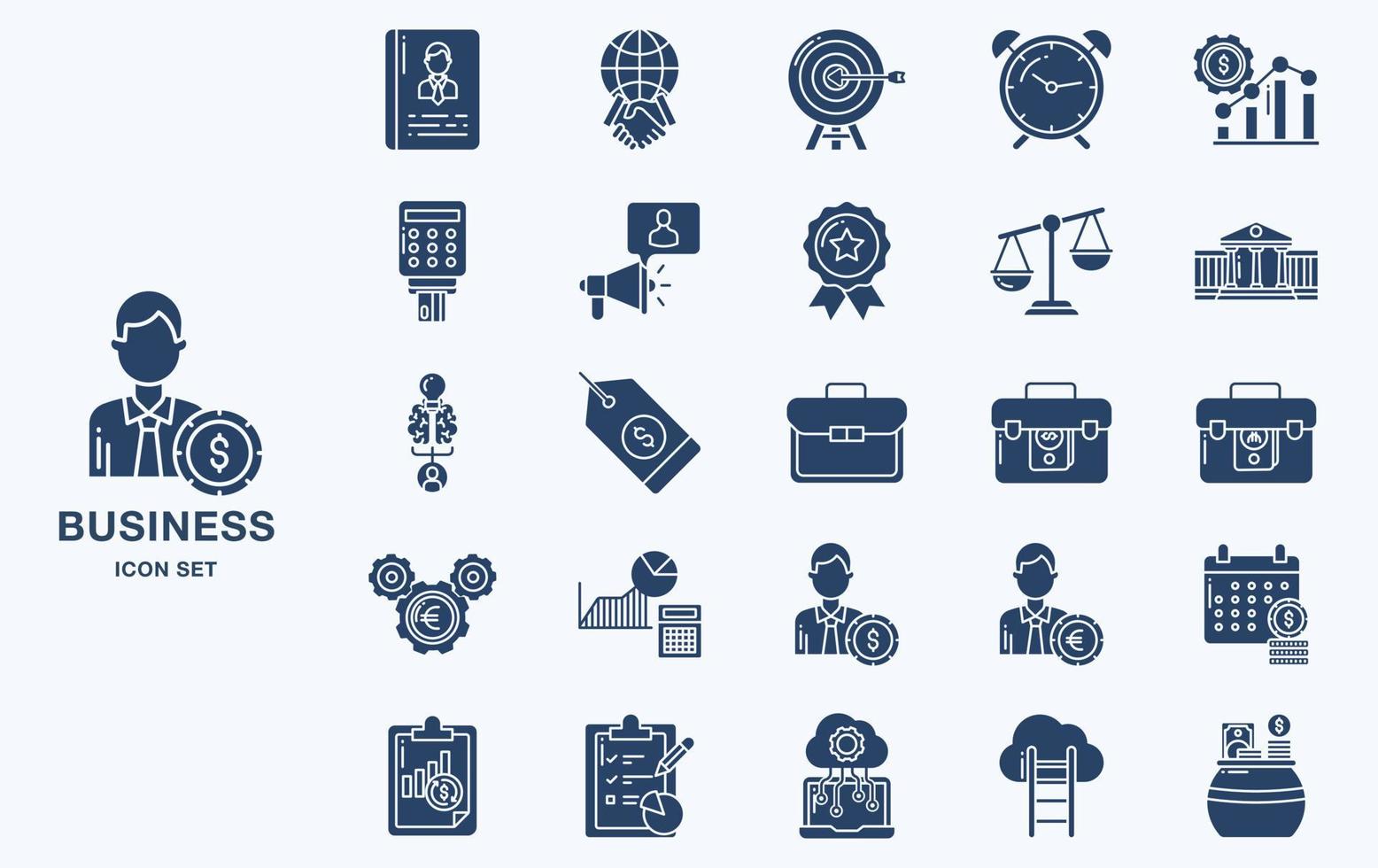 conjunto de iconos de vector de negocios y finanzas