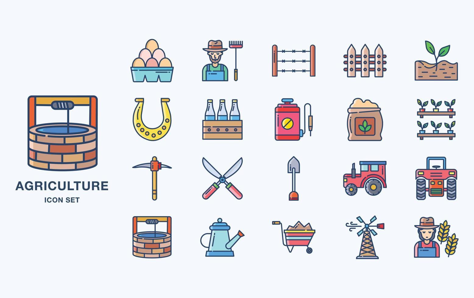 Agriculture and farming icon set vector