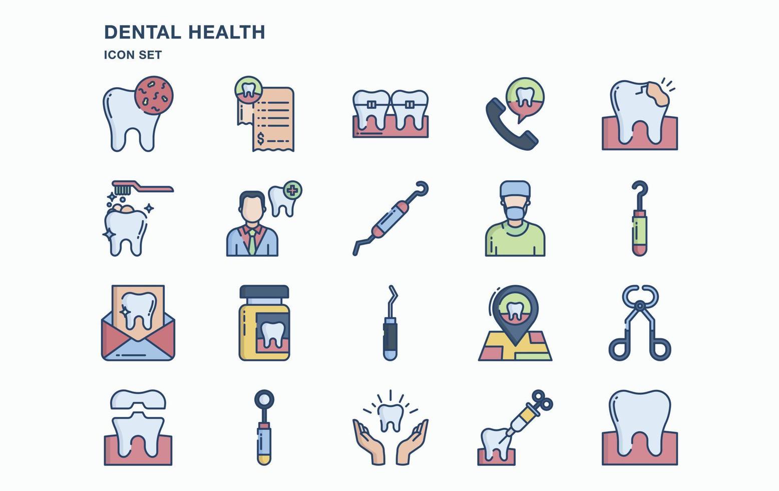 Dental health and dentistry icon set vector