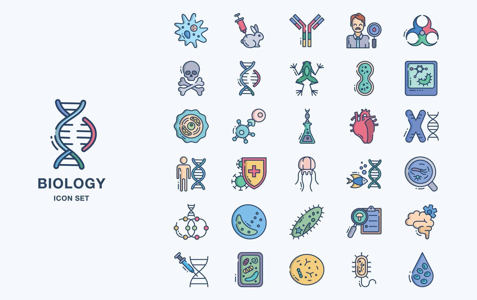 Set of biology study material icons vector