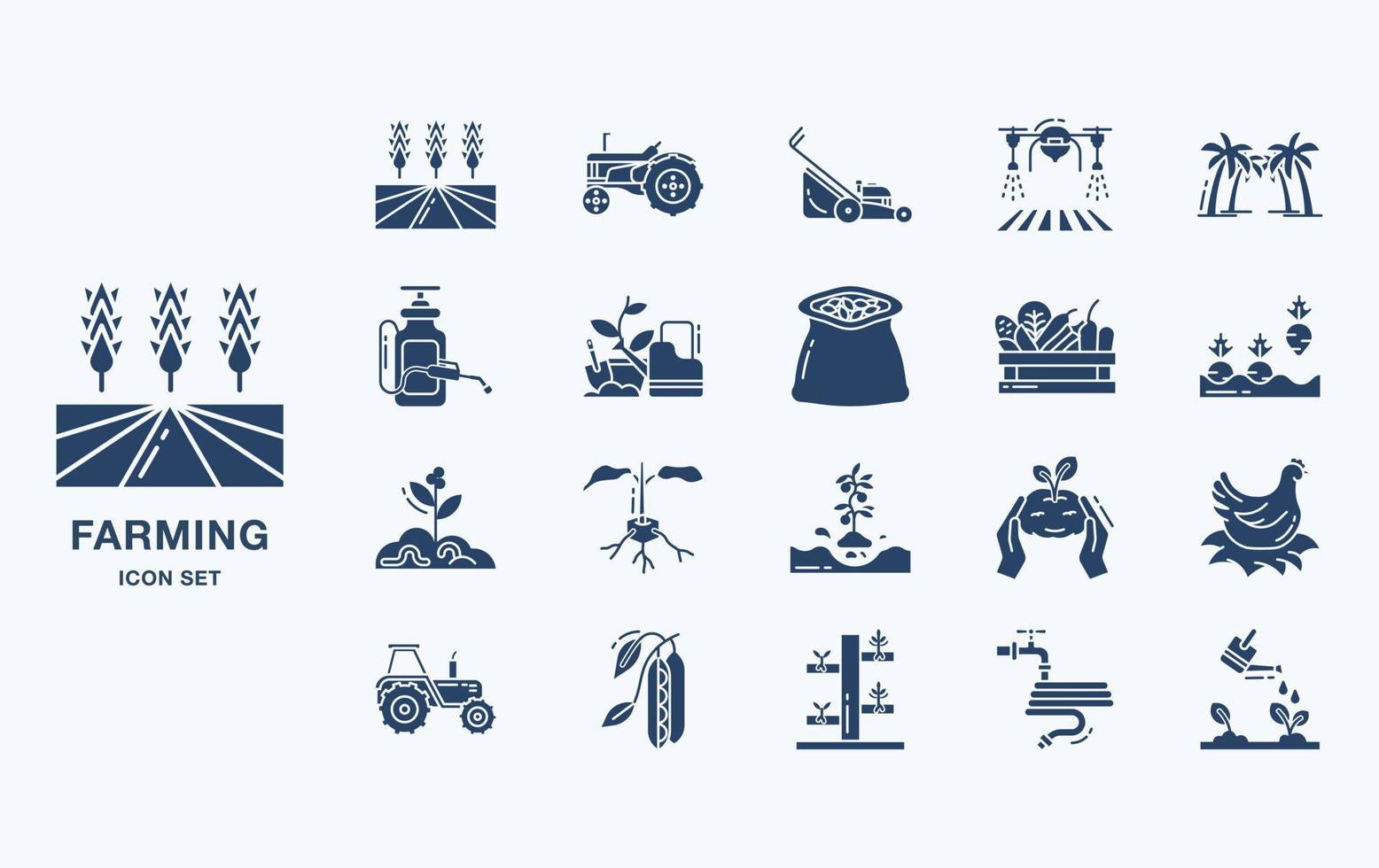 conjunto de iconos de vector de agricultura y agricultura