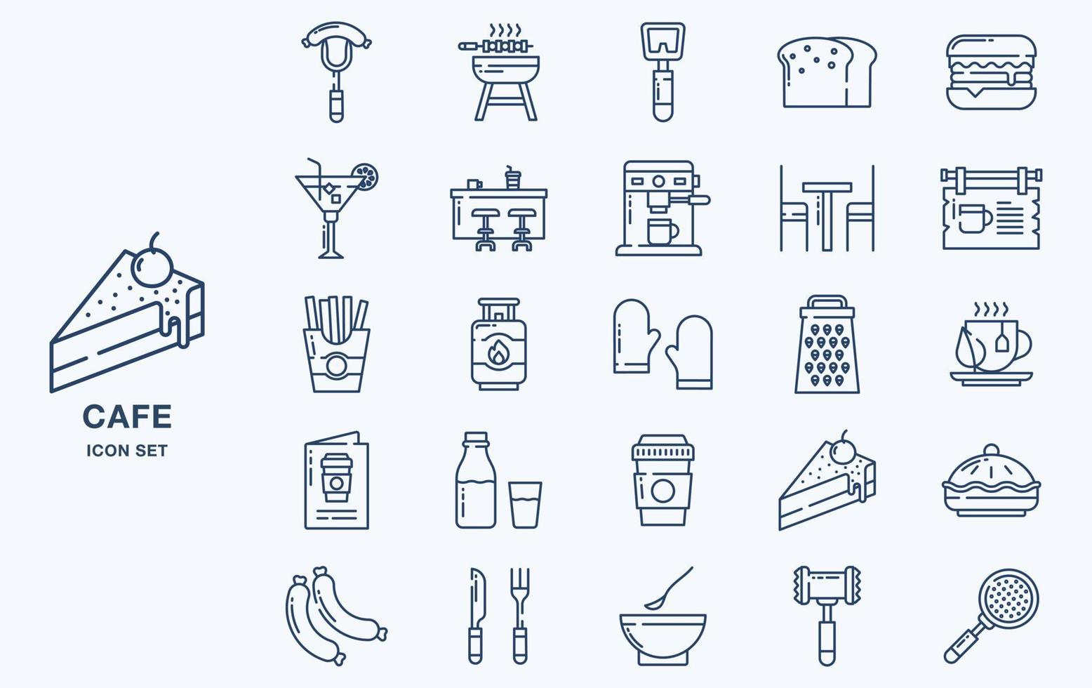 Set of Cafe and restaurant vector icon