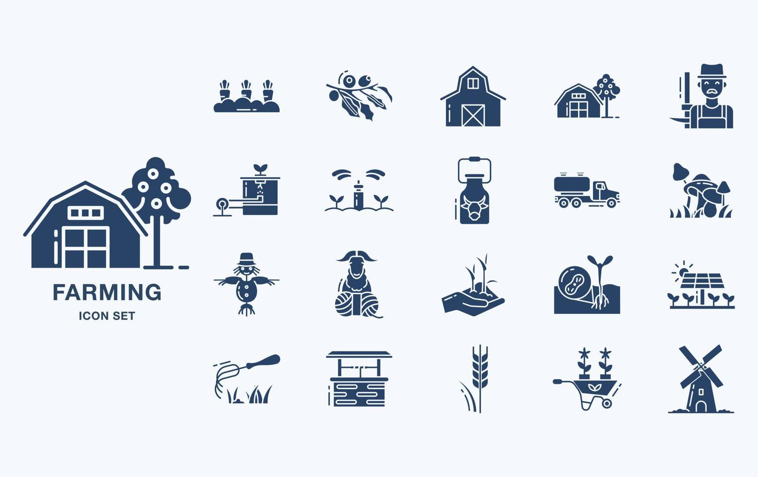 conjunto de iconos de vector de agricultura y agricultura