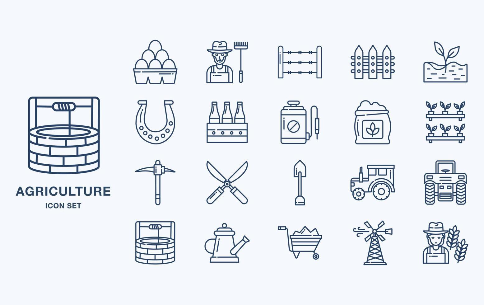 conjunto de iconos de agricultura y ganadería vector