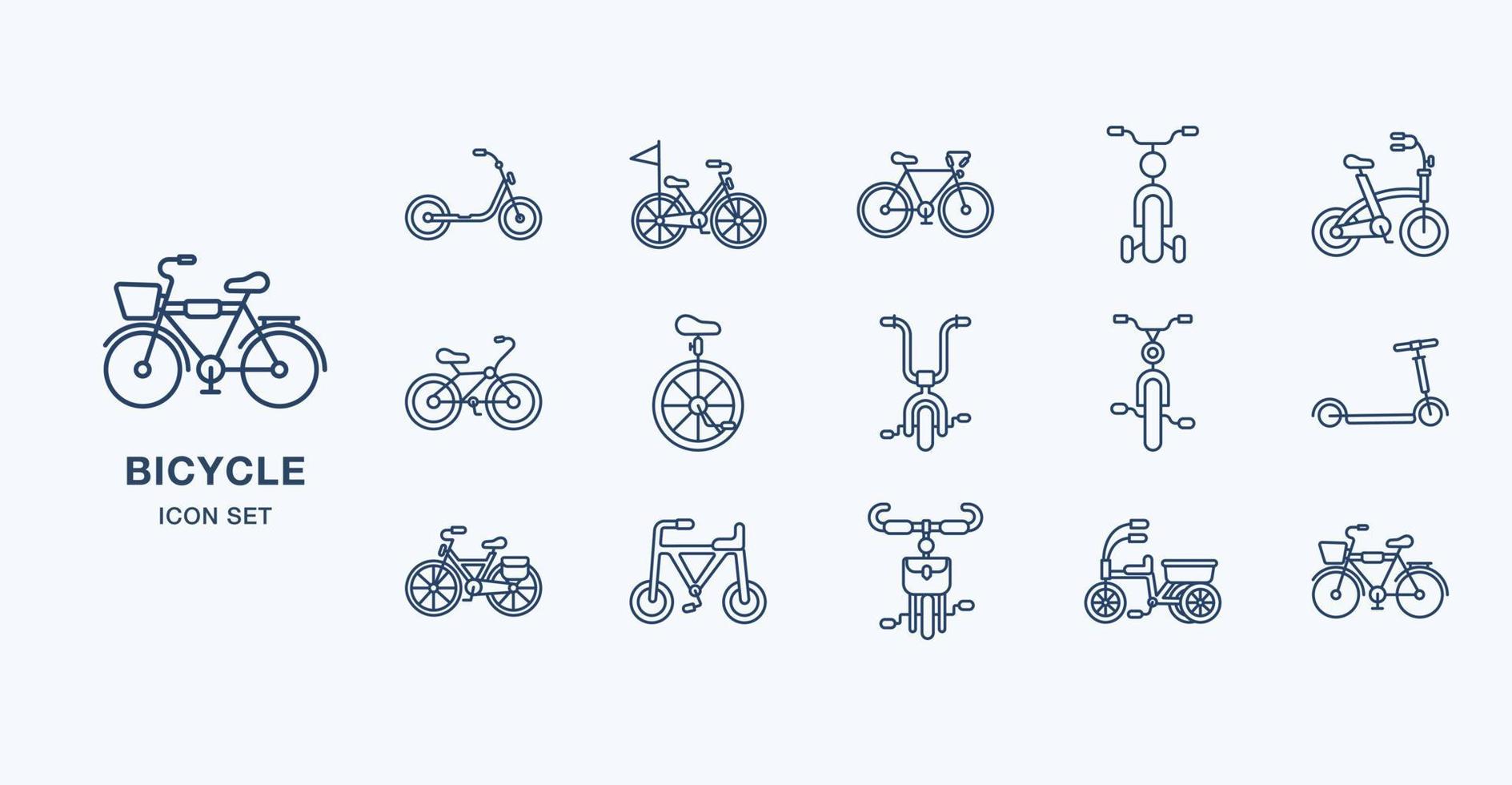 Bicycle outline icon set vector