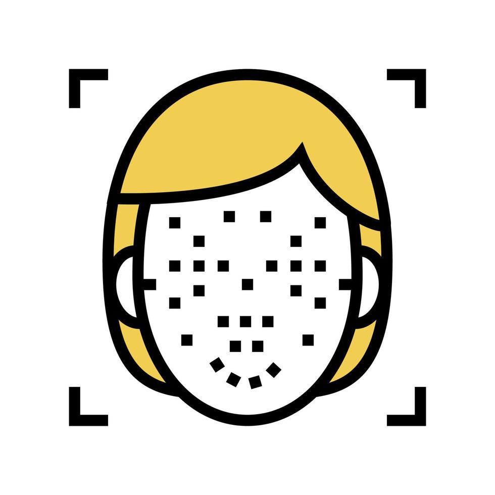 puntos faciales para la ilustración de vector de icono de color de tecnología de identificación facial