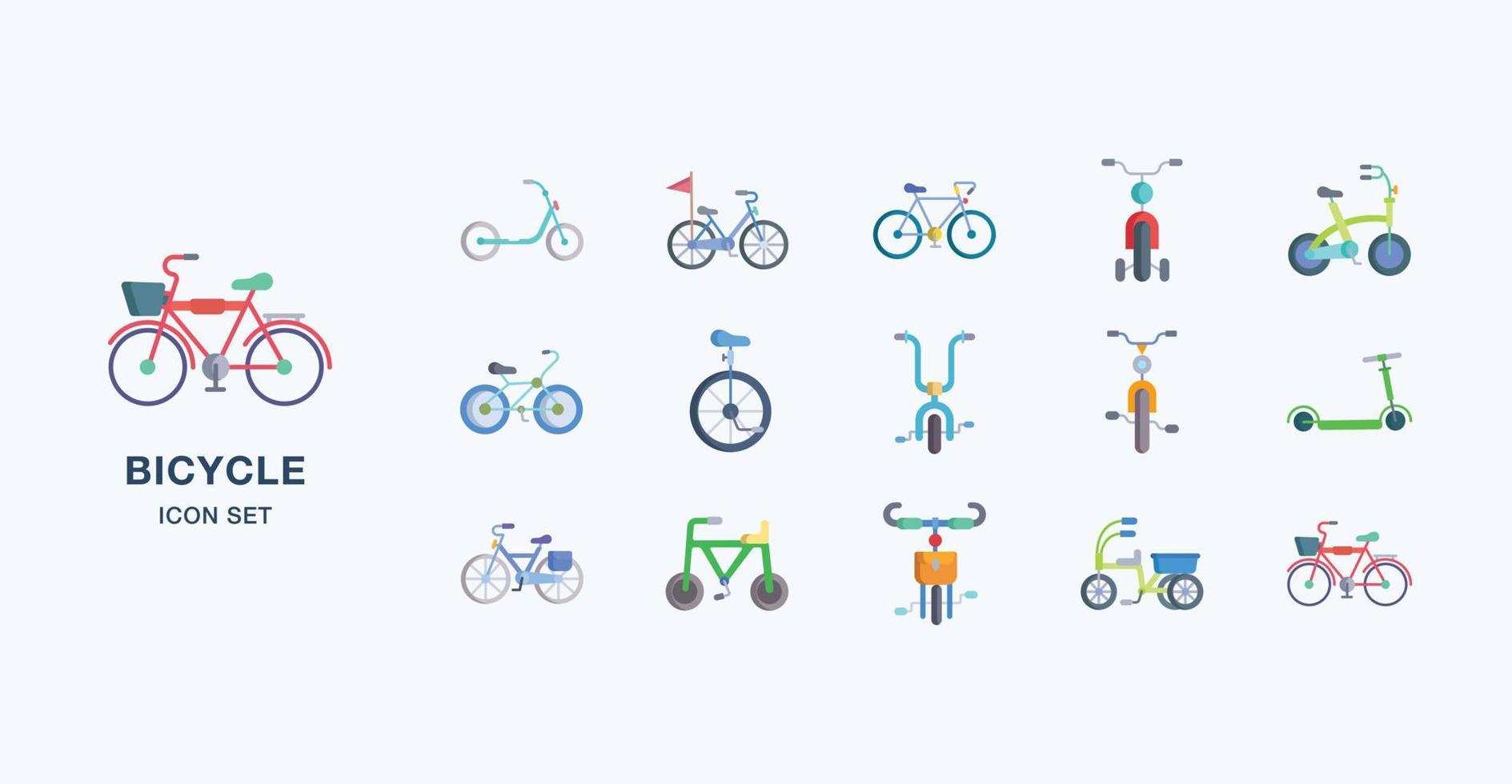 conjunto de iconos planos de bicicleta vector