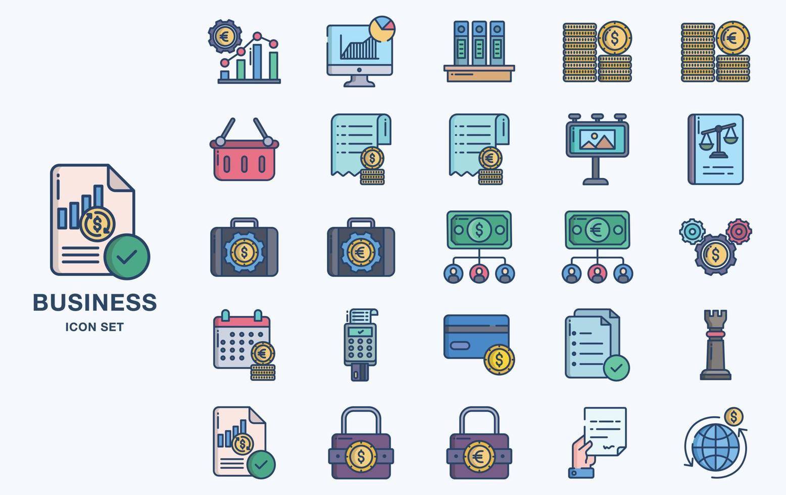 conjunto de iconos de vector de negocios y finanzas