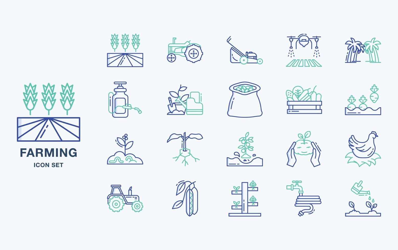 conjunto de iconos de vector de agricultura y agricultura